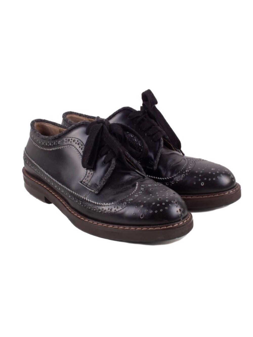 MARNI BLACK LEATHER BROGUE WINGTIP OXFORD SHOES